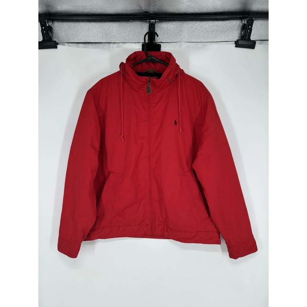 Polo Ralph Lauren Fleece Lined Insulated Jacket Vintage Large Hooded Full Zip Up